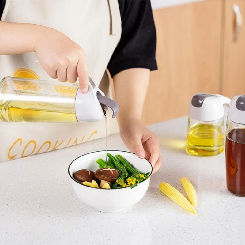 Stylish Oil Bottle with Auto-Open Lid & Handle - Perfect for Olive Oil, Condiments, & Seasonings - Keeps Kitchen Neat & Organize