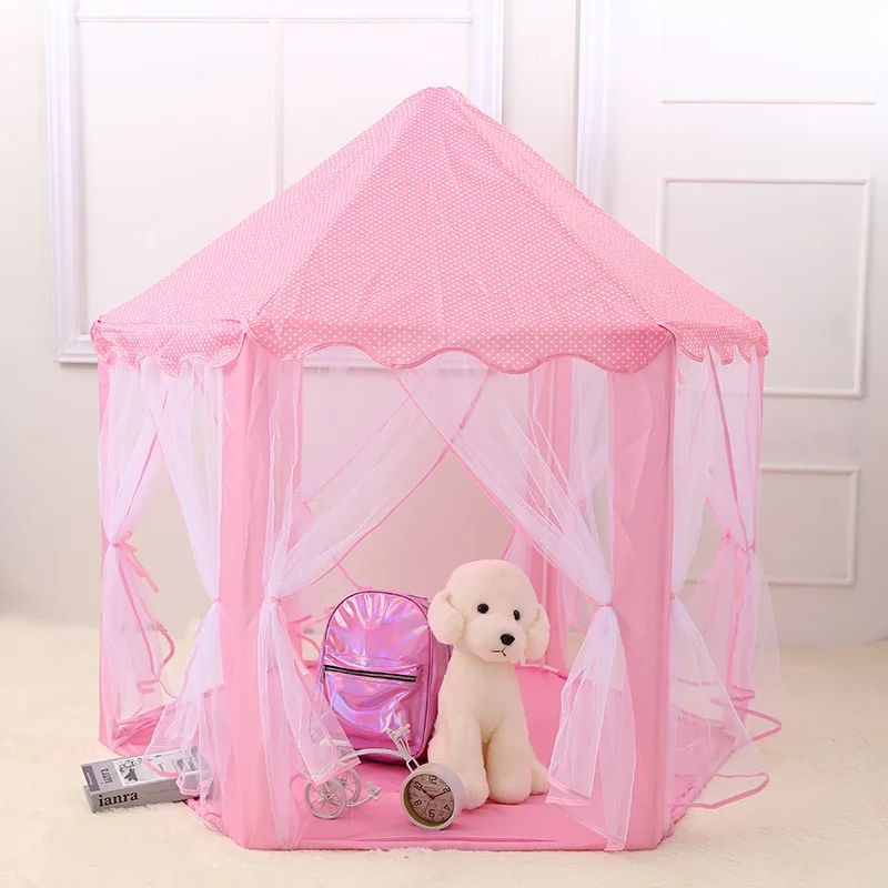 Children Foldable Toy Tent Girls Pretend Princess Game Castle Tent Indoor Outdoor Portable Playhouse Room Decoration Kids Gifts