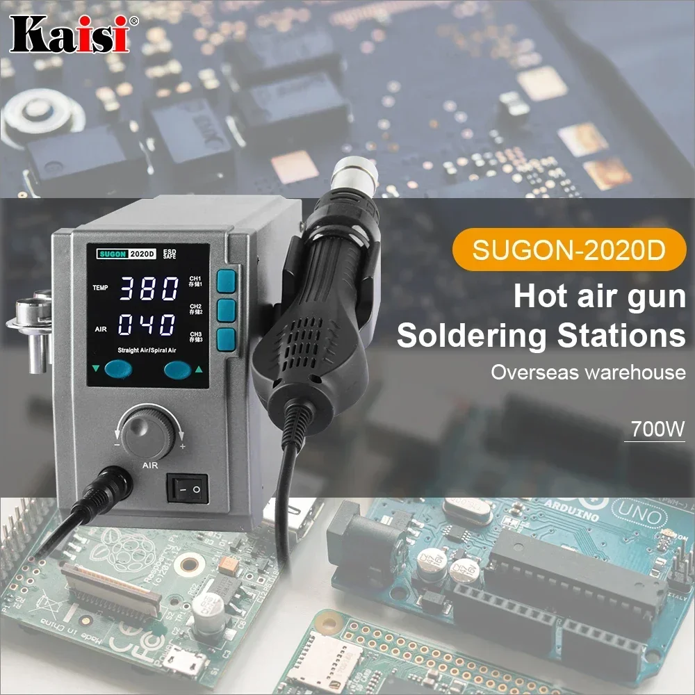 SUGON 2020D 700W Hot Air Gun Soldering Station 110/220V Lead Free Rework Station Phone PCB Chip Repair BGA SMD Soldering Station