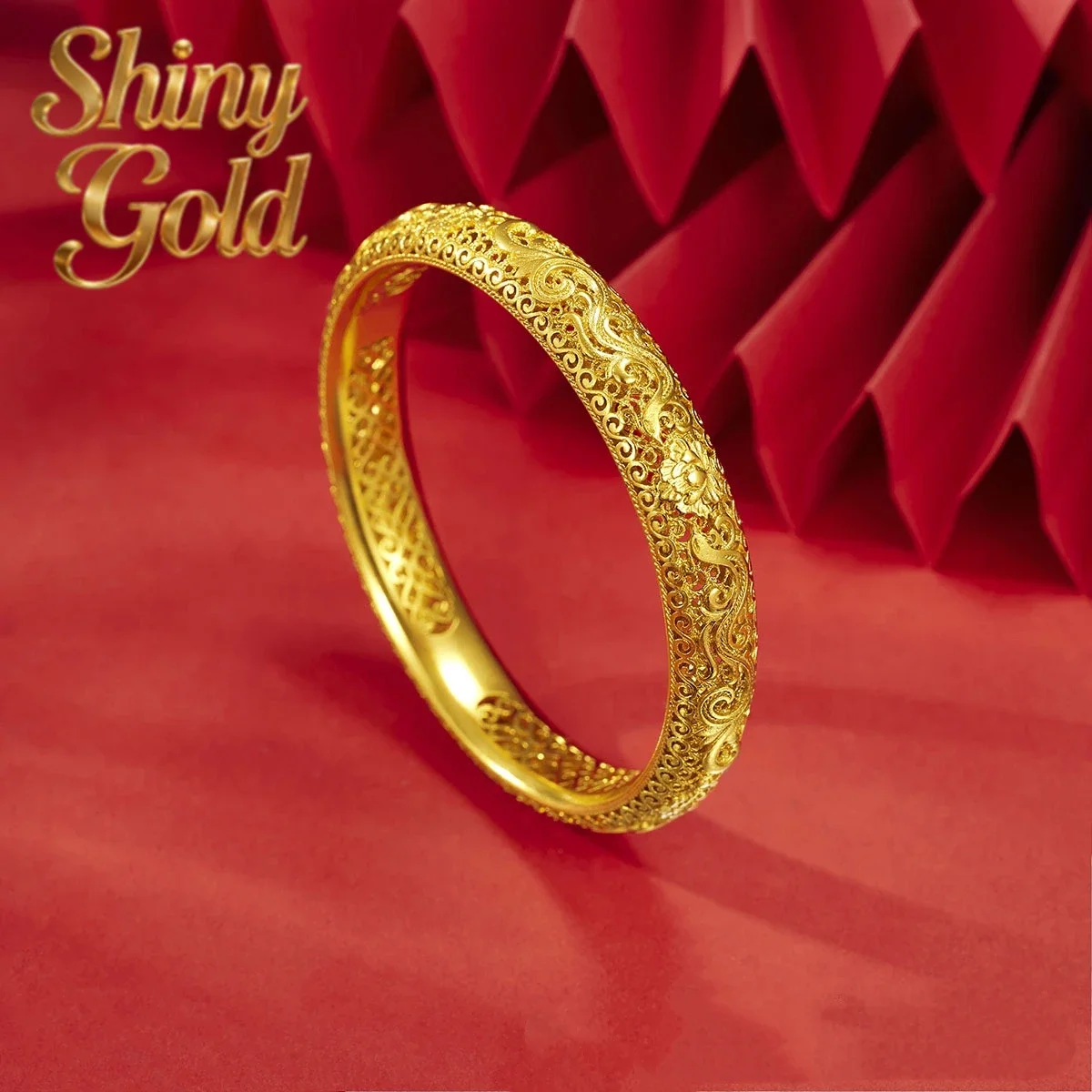 

Браслет ShinyGold Bride Wedding из настоящего золота 9999 пробы (24K), ажурный, женский, в стиле ретро, легкий люкс