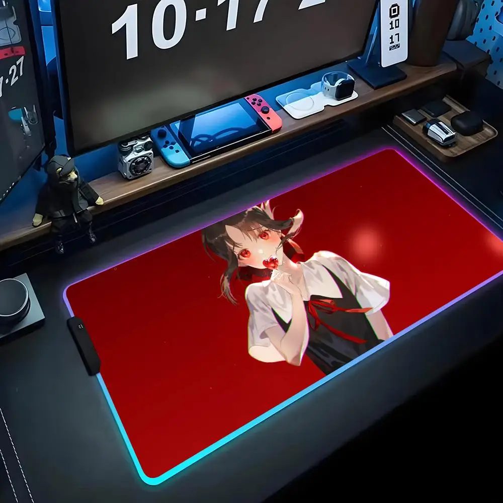 

Love Is War Mouse Pad RGB Gaming Mousepad Big LED Pad PC Desk Mat Luminous Mouse Pad Large Keyboard Mats Table Rug With Backlit