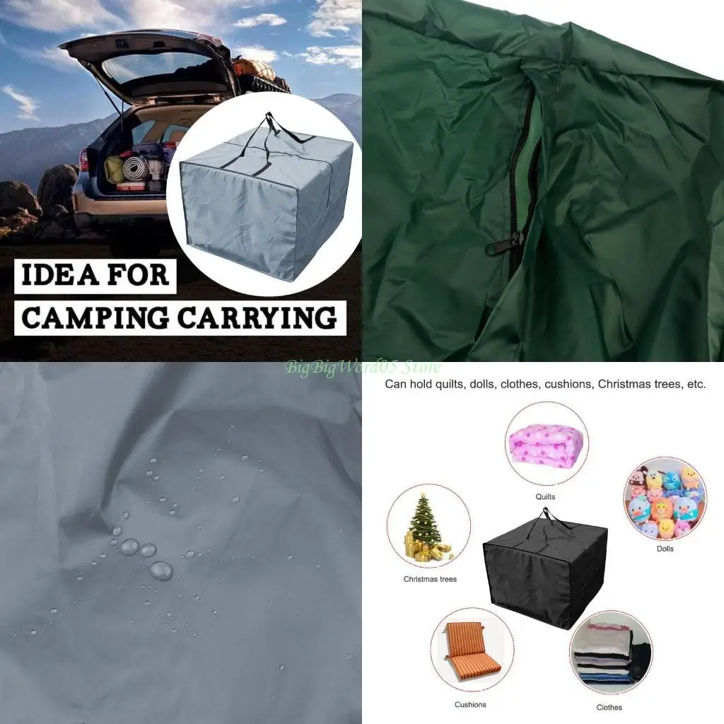 

24TE Square Cushion Storage Bag Outdoor Garden Furniture for Seat Pad Carrying for Case Christmas Tree Protector Cover with Z