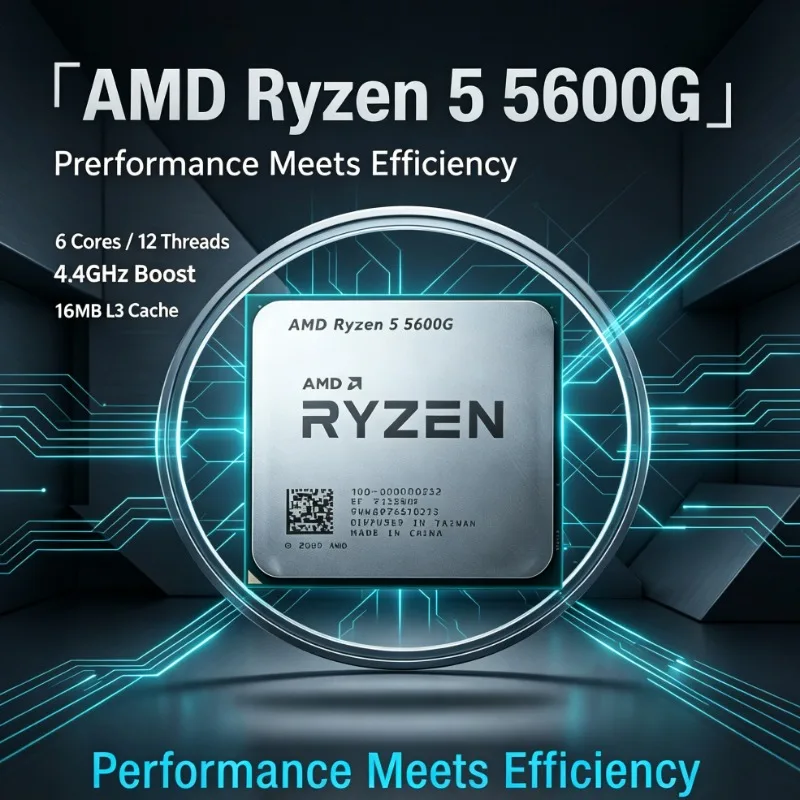 Socket AM4 AMD Ryzen 5 5600G R5 5600G CPU 6‑Core 12‑Thread 3.9GHz 65W 16MB L3 Cache 100‑000000252