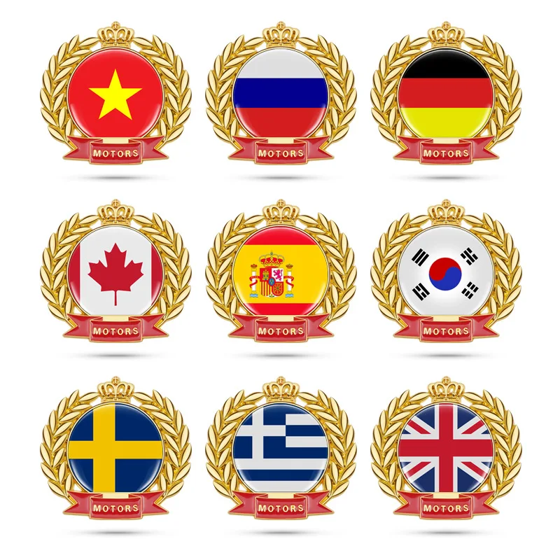

High-quality Car Modification Metal 3D Stereoscopic Car Stickers National Flag Wheat Ears Body Decoration Scratch Covering