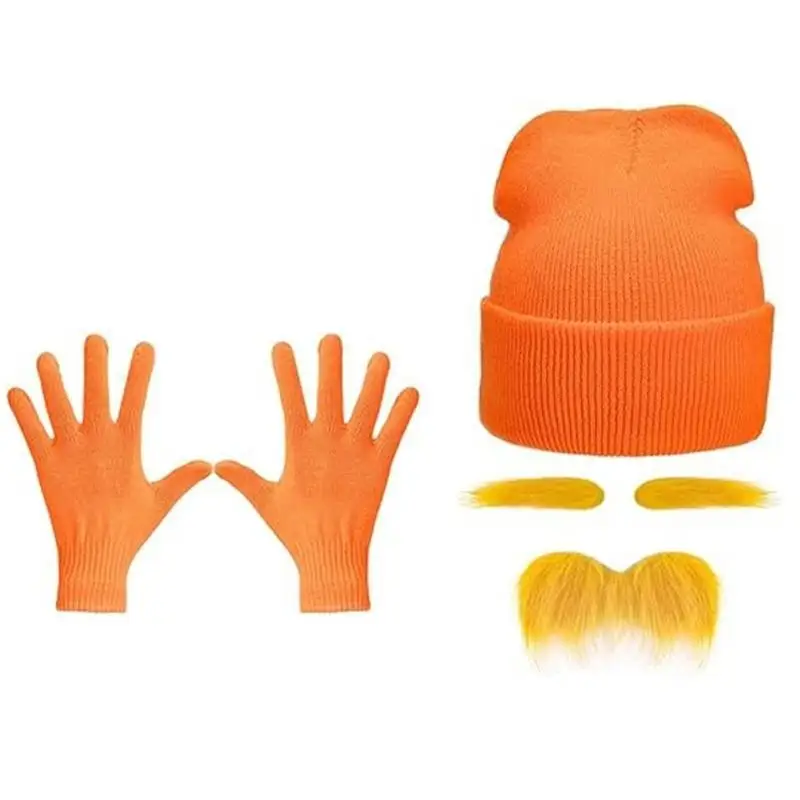 652F Role Playing Chapéu Gengibre Barba e Luvas Definidas para Celebrações Feriados