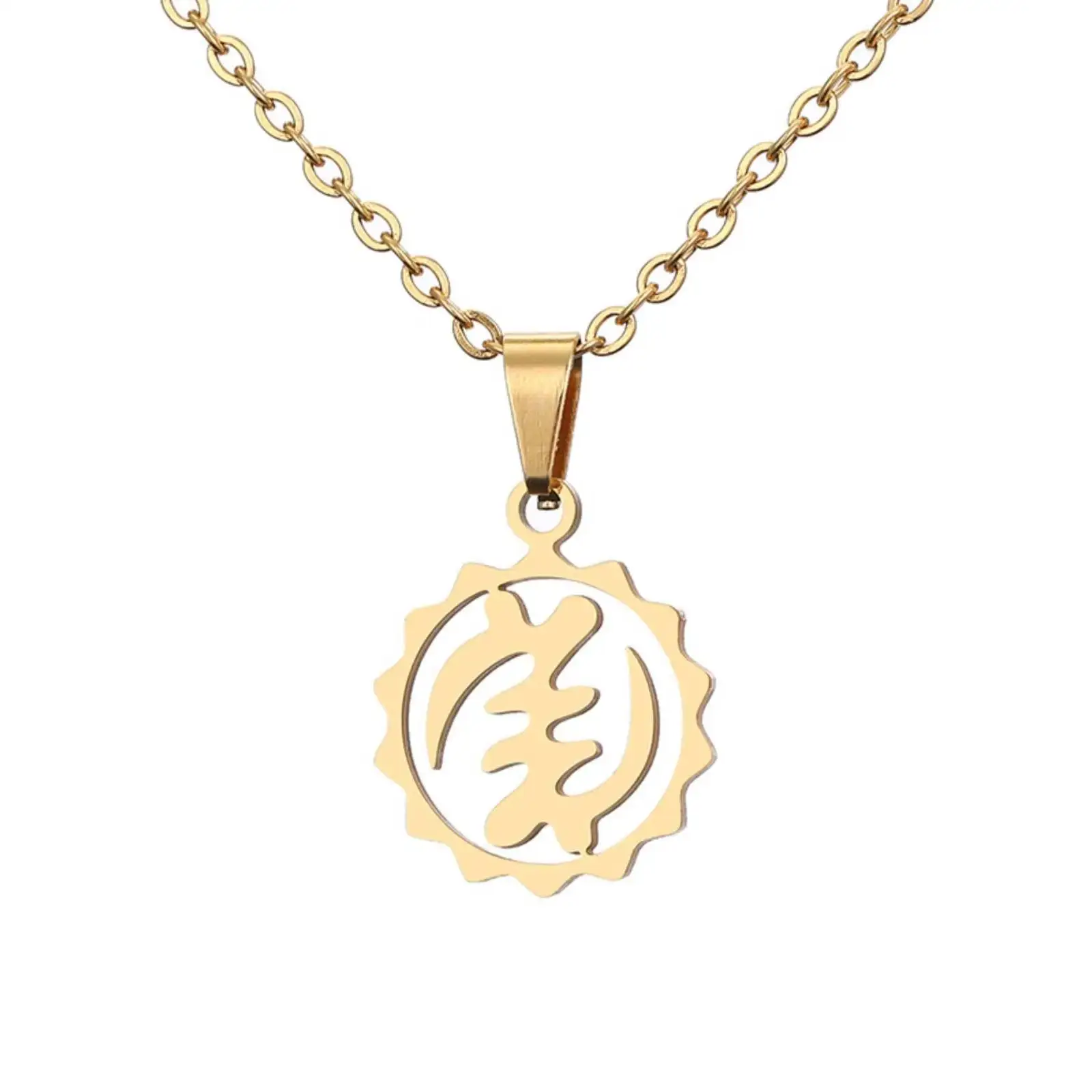 Edelstahl Gye Nyame Anhänger Halskette Afrikanisches Adinkra Symbol Ethnischer Schmuck Halsketten Geschenk für Männer Frauen – Detail 3