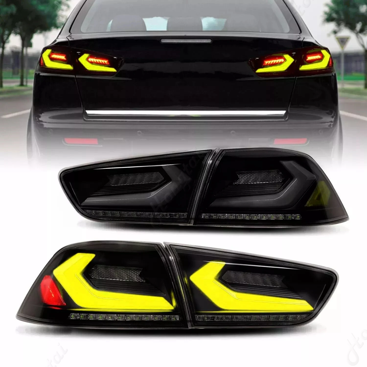 Pair taillight assembly RGB 2008-2018 Mitsubishi lancer-EX ES & LANCER EVO X GTS modified LED model Brake lights, reverse lights