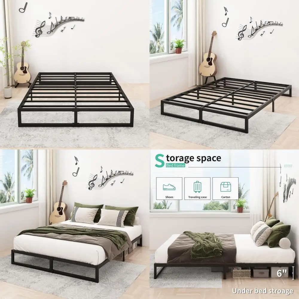 

8 Inch Heavy Duty Metal Platform Bed Frame with Sturdy Steel Slats for Mattress, No Box Spring Needed, Easy Assembly, Noise-Free