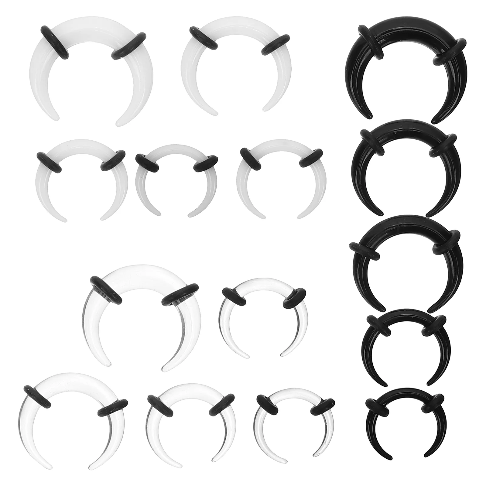 

15 Pcs Transparent Ear Expansion Nose Ring Septum Stretching Kit Rings Horseshoe Cartilage Studs for Men