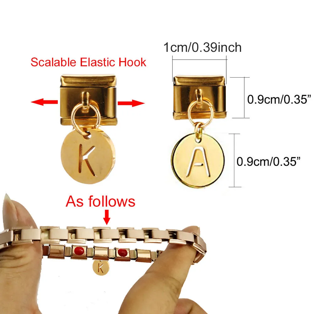 1pc Fashion 2025 New Men Women 26 Letter Charm Italian Links Fit 9mm Bracelet Stainless Steel Jewelry DIY Making