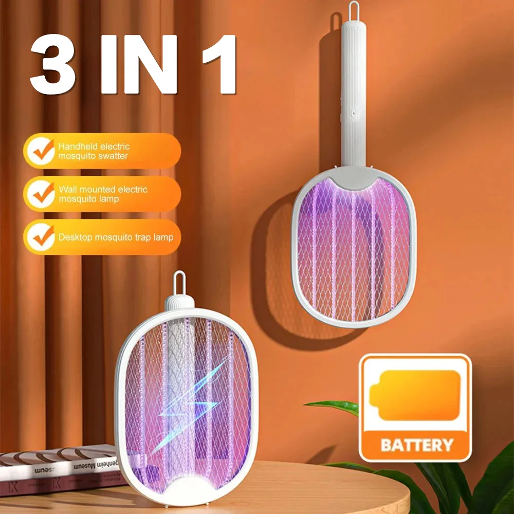 Foldable Electric Mosquito Swatter Killer Fly Trap Insect with UV Light Bug USB Rechargeable Racket Lamp Home Mosquitoes House