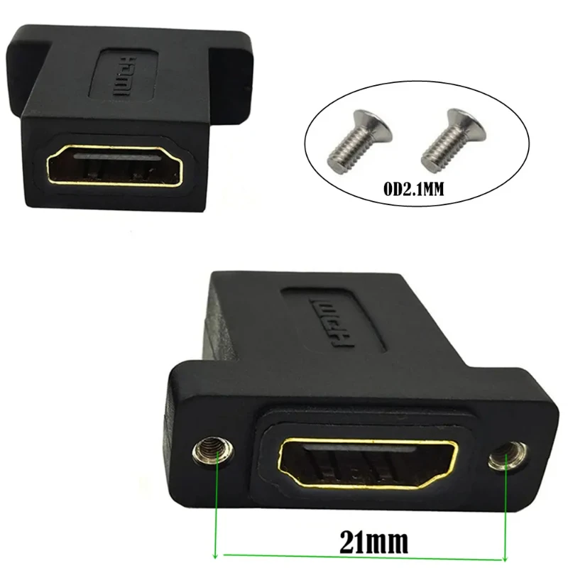 

HDMI Coupler Adapter Connector,Golden Plated HDMI Female to Female Inline Straight Coupler with Screw Panel Black