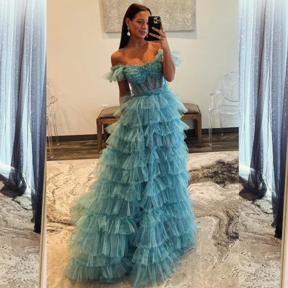 

Customized Jiayigong Jersey Tiered Valentine's Day Mermaid Off-the-shoulder Bespoke Occasion Gown Long Dresses Saudi Arabia