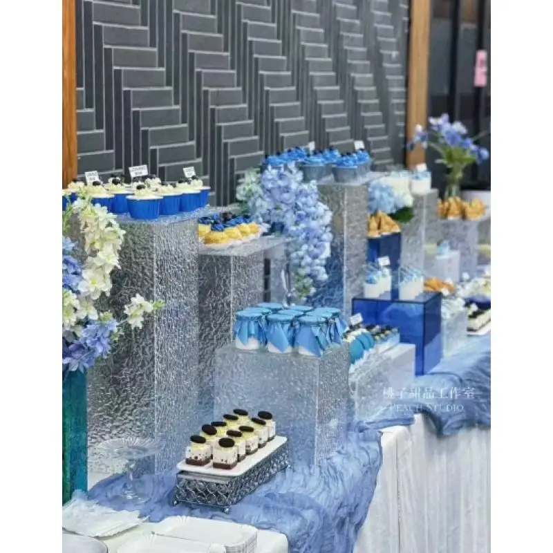 

14pcs Acrylic Dessert Table Buffet Candy Column Holders For Wedding Banquet Cake Cookies Sushi Bread Fruits Tea Break Stand