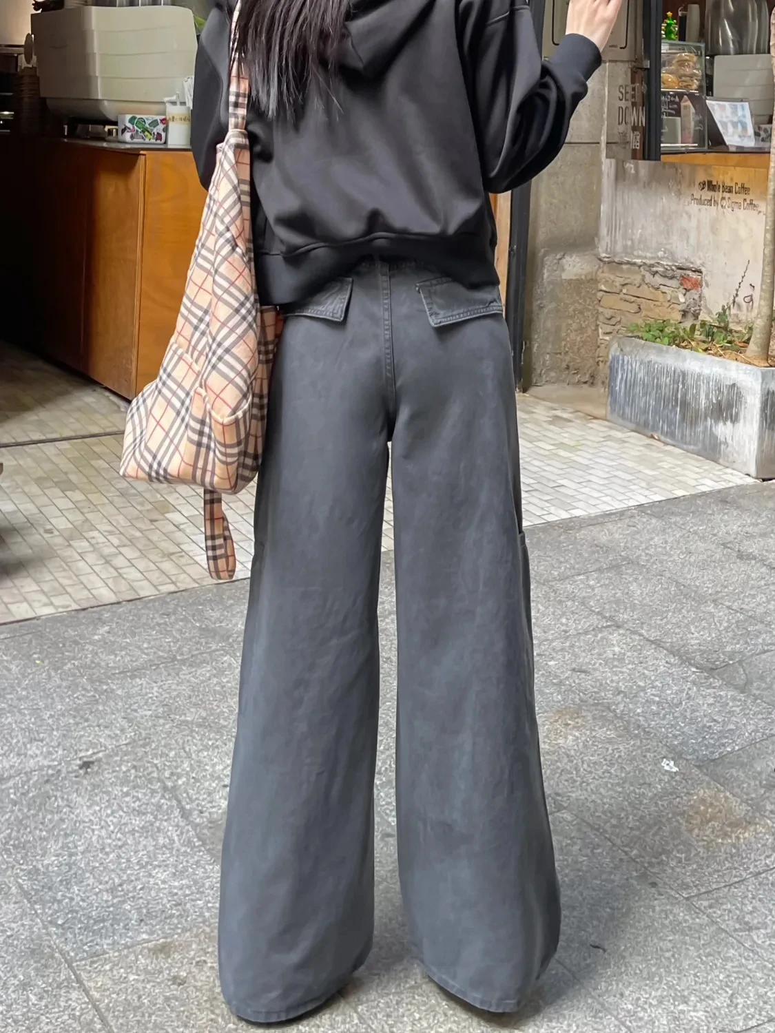 جينز نسائي Y2k جينز أمريكي ريترو رمادي البضائع السراويل عالية الخصر فضفاضة واسعة الساق الاغراء تنوعا مستقيم الساق بنطلون