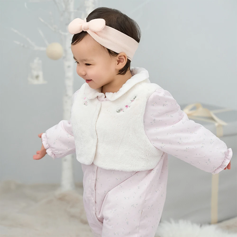 Dave Bella Baby Jumpsuit Autumn Winter Newborn Velvet Creeper Girl Fake Two-Piece Cotton Romper Outerwear Kids Clothes DB4242883