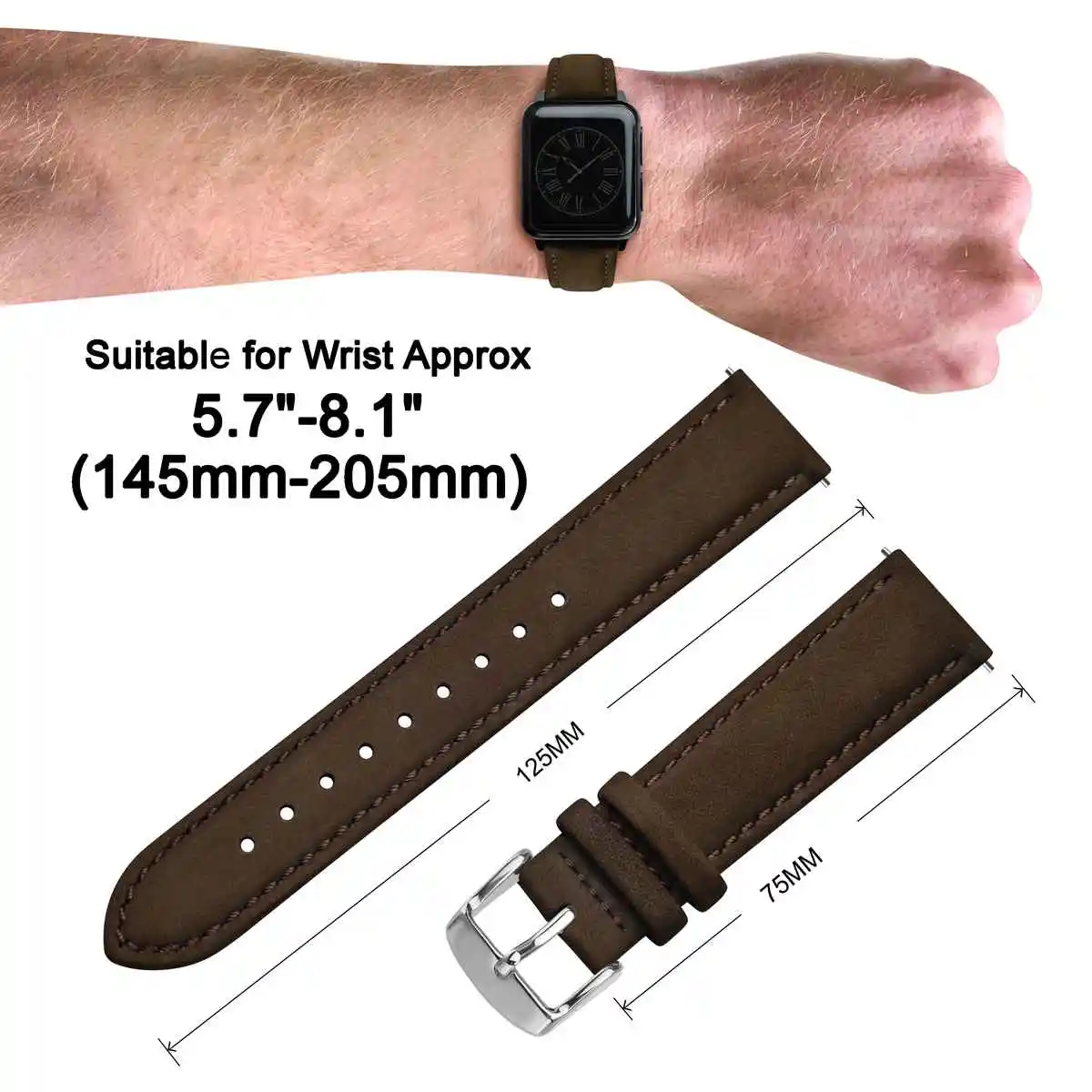 ANNEFIT 18mm 20mm 22mm Watch Strap, Vintage Nubuck Suede Soft Leather Watchband with Quick Release