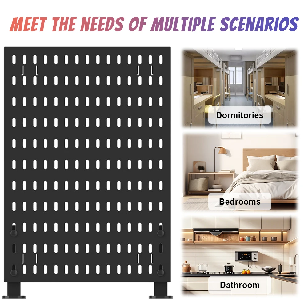 Pegboard Wall Panel No-Punch Hole Board Storage Rack for Study Room Living Room Gaming Room