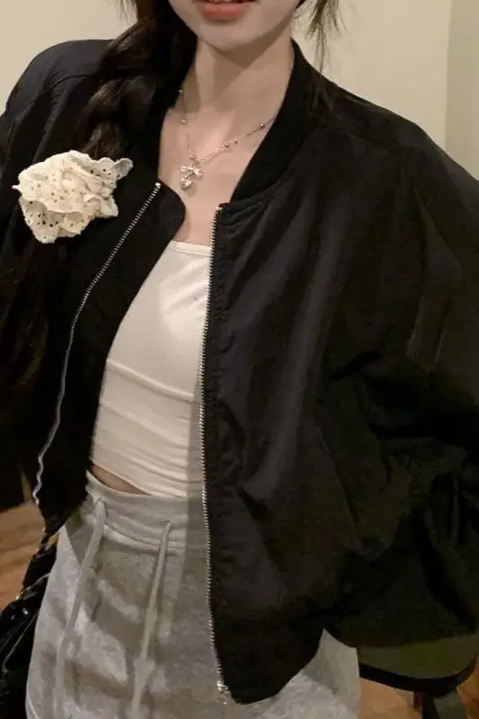 

Korean Baseball Jacket Women Spring Autumn New Loose Casual Petite Short Jacket