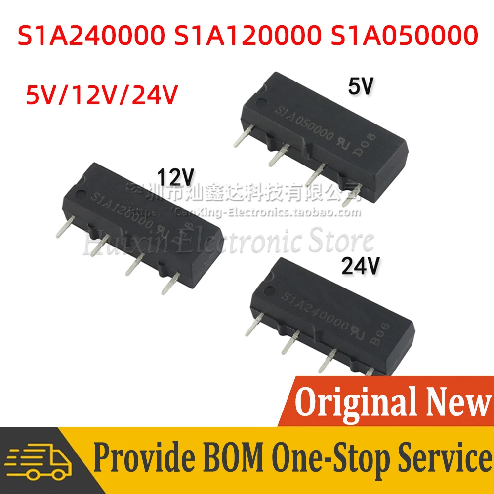 

2pcs S1A240000 S1A120000 S1A050000 SIP4 Dry Reed Relay 5V 12V 24V 1A Normally Open Signle Pole Signle Throw SPST