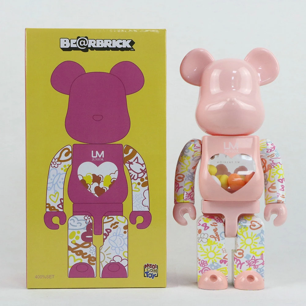 

Bearbrick 400% UM Graffiti Pastel Egg Building Block Bear 28cm Height Valentine’s Day Gift Doll Joint Rotation with Sound