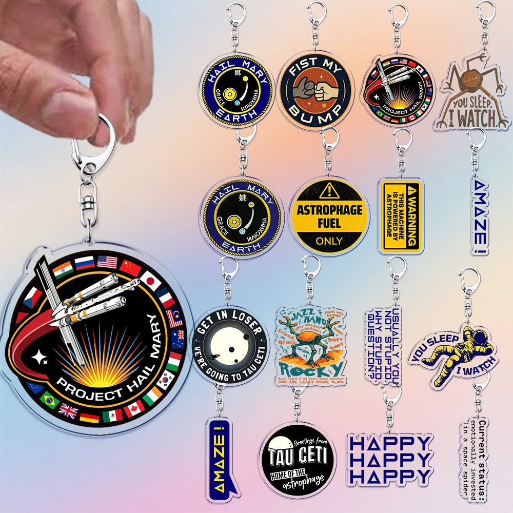 Llavero con el Emblema de la Misión Project Hail Mary, Accesorio para Bolsos, Regalo para Fans de Rocky Space Andy Weir Warning Astrophage
