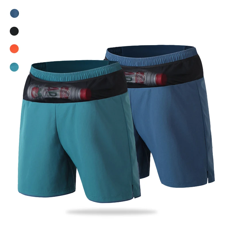 (S-5XL) شورت الجري بطبقة واحدة سريع الجفاف مع حقيبة خصر شبكية للياقة البدنية والتمارين الرياضية للرجال والمراهقين