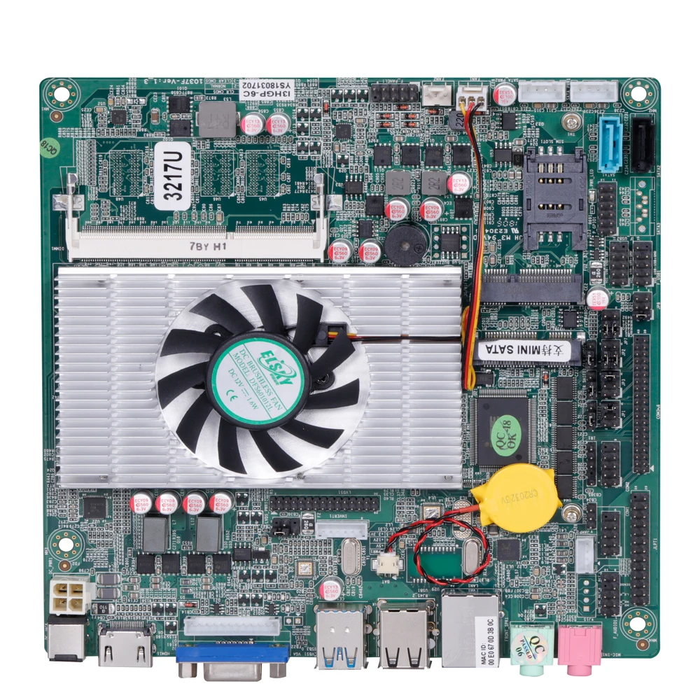 Thin Cool Fan DC 12V Mini-ITX Motherboard Onboard I7 3517U Processor Computer hardware ELSKY core i7 motherboard