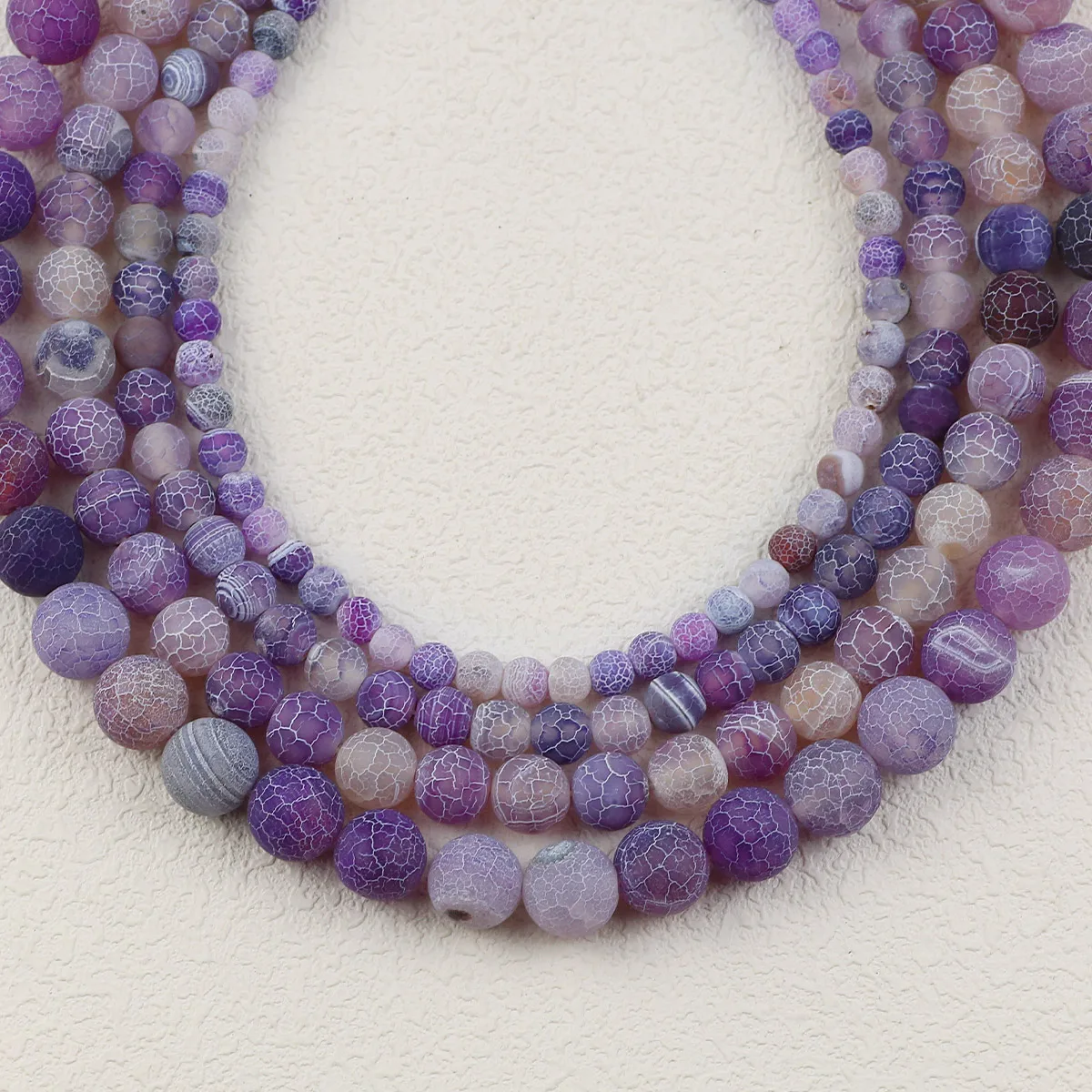 Natural Stone Beads Purple Frost Cracked Dragon Veins Agate Loose Beads For Jewelry Making DIY Bracelets Accessories 6/8/10mm
