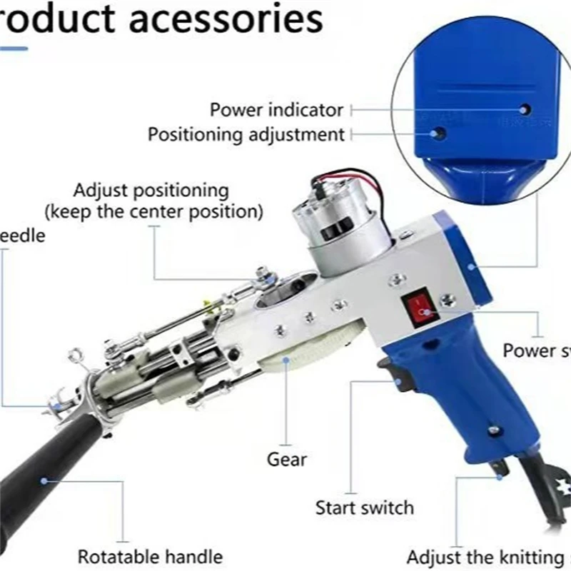 Electric Carpet Tufting Gun, Carpet Weaving, Flocking Machines, Upgrade, 2 in 1