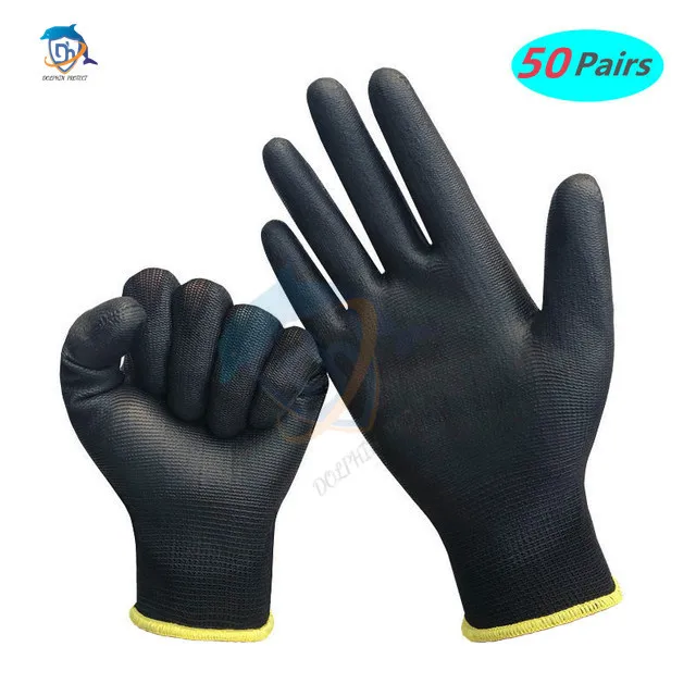 10-50 paar nylon PU-handschoenen Veiligheidswerkhandschoenen Reparatie Speciale handschoenen Palm gecoate handschoenen Timmerman Reparatiewerknemerbenodigdheden