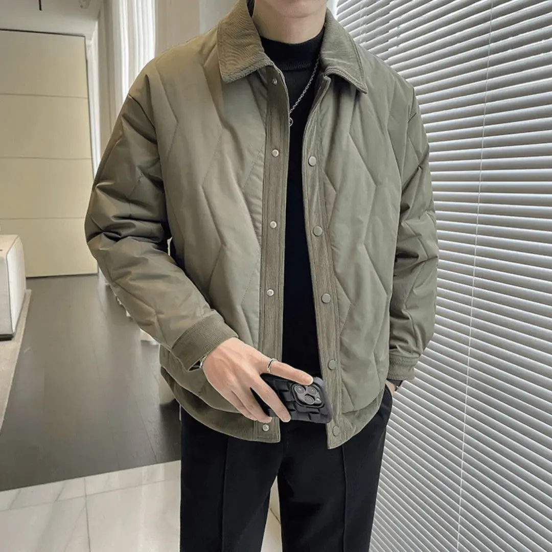 

2026 New Fashion Stylish Men's Winter Coat Trendy Padded Patchwork Jacket Thickened Cotton Clothing