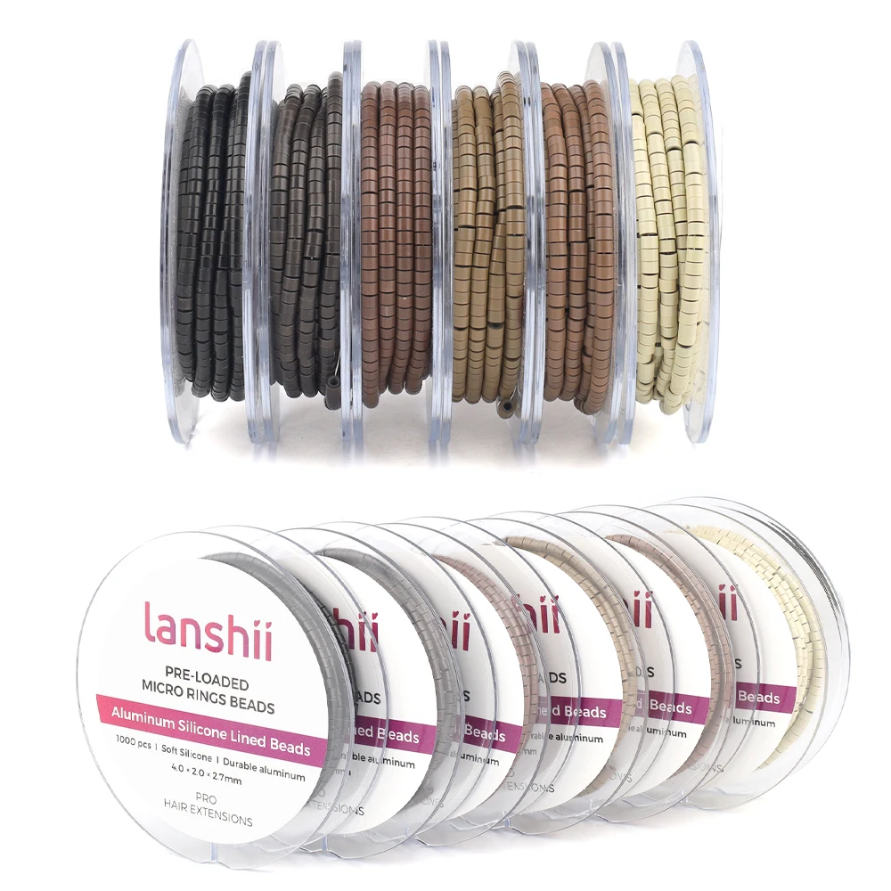 

Предварительно загруженные микрокольцевые бусины Lanshii с силиконовой подкладкой — 4,0 × 2,0 × 2,7 мм, 1000 шт./рулон на катушке для установки наращенных волос
