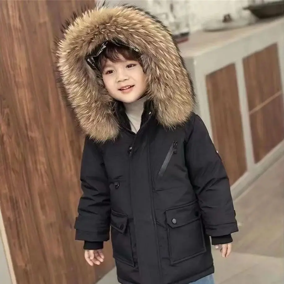 

Winter Warm Children Outdoor Clothes Thick Hooded Quilted Jacket Coat With Pockets For Boys Windproof Outerwear Fashion Parkas
