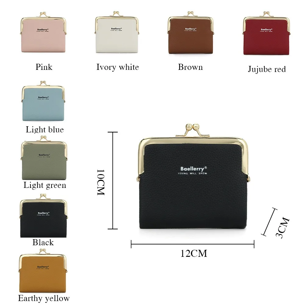 レディース PU レザー ショート ウォレット、ライチ グレイン カード ホルダー 非 RFID スリム デザイン