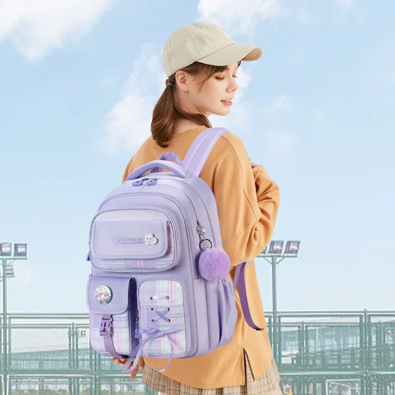 New Type of Lightweight Backpack Primary School Girls Children's Backpack Large Capacity Spine Protection Waterproof