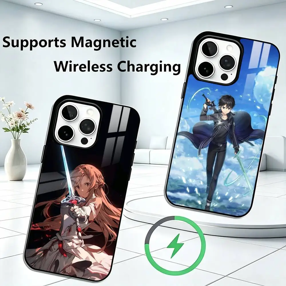 Чехол для телефона S-Sword Art Online-E SAO для iPhone 17, 16, 15, 14, 13, 12, 11 Plus, Pro с поддержкой магнитной беспроводной зарядки