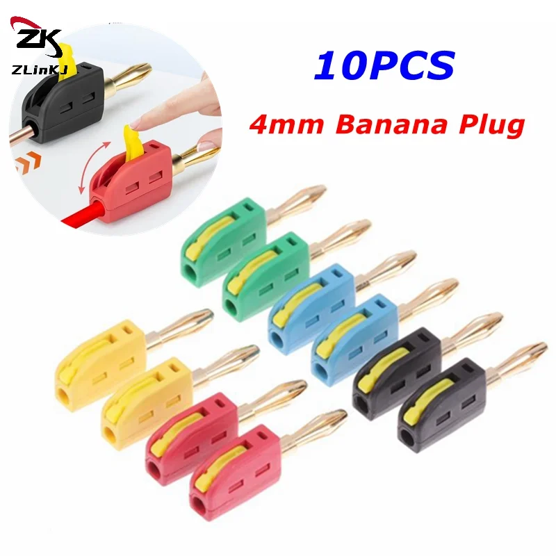 Mini connecteur de fil rapide, 10 pièces, fiche banane de 4mm, Test électrique 32A, connecteur banane plaqué or à courant élevé