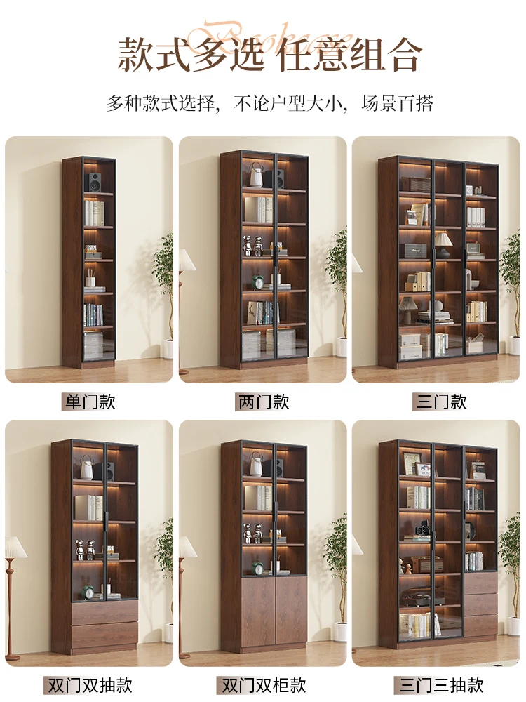 خزانة كتب مخصصة على الطراز القديم في العصور الوسطى، باب زجاجي، خزانة مشروبات لغرفة المعيشة، جدار كامل متكامل لرف الكتب العلوي