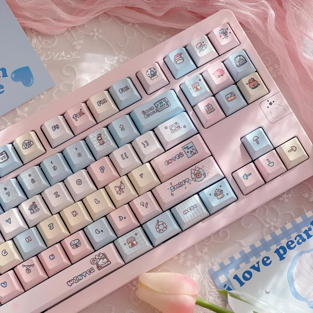 Winter Keycap 145 Key Cherry /FOA Cute Personality Keycap PBT Is Suitable for 61/64/87/104/108 GMK67 Mechanical Keyboard