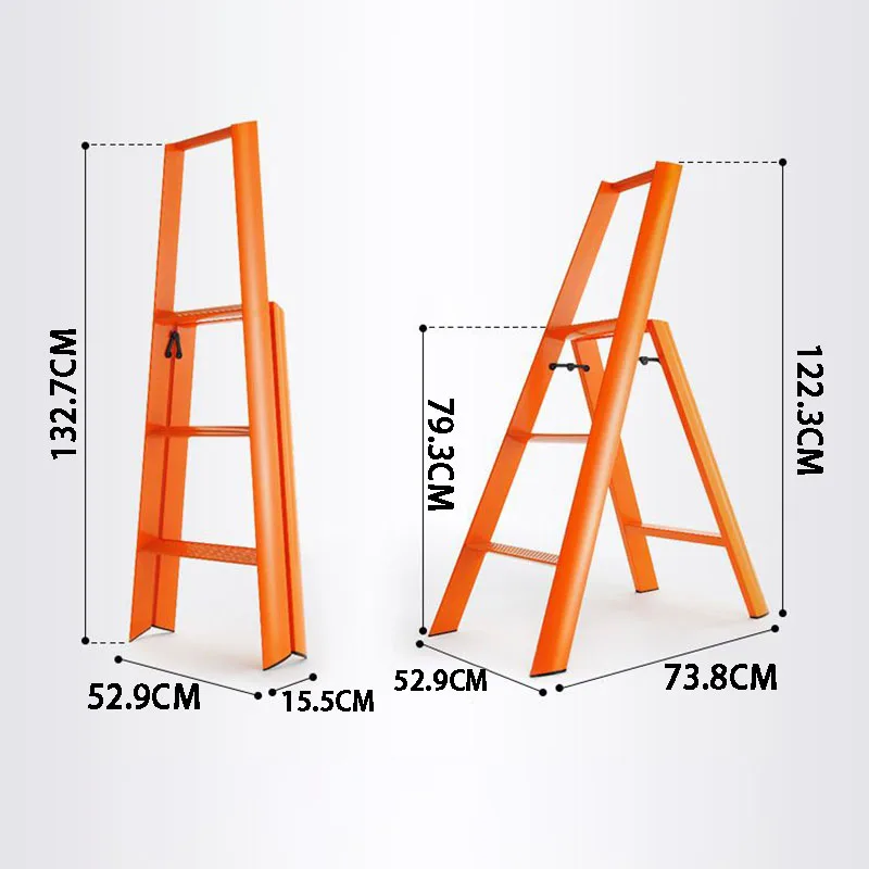 Household Folding Ladder Aluminum Alloy 3 Step Ladders Miltifunctional Climbing Tools Portable Extendable Herringbone Ladders