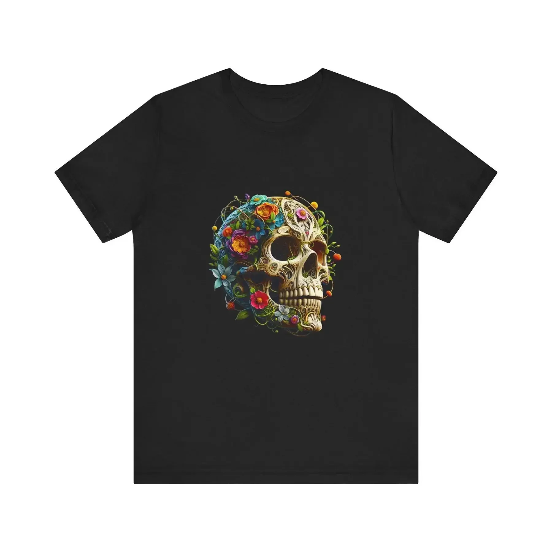Flower Skull Halloween T shirt skeleton party trick o treat ghost Funny