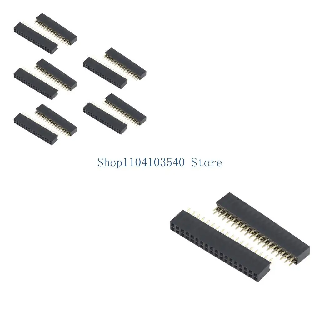 02DC Circuit Board Header Part, Dark 2.54 mm Two-Row Female Header with Solder Posts for Assembly, Repair Tasks and Projects