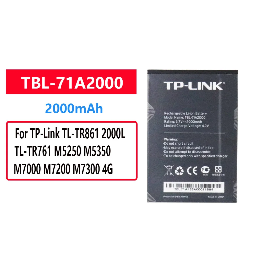 

brand new 2000mAh TBL-71A2000 Batteries For TP-Link TL-TR861 2000L TL-TR761 M5350 M7300 4G LTE WIFI Router