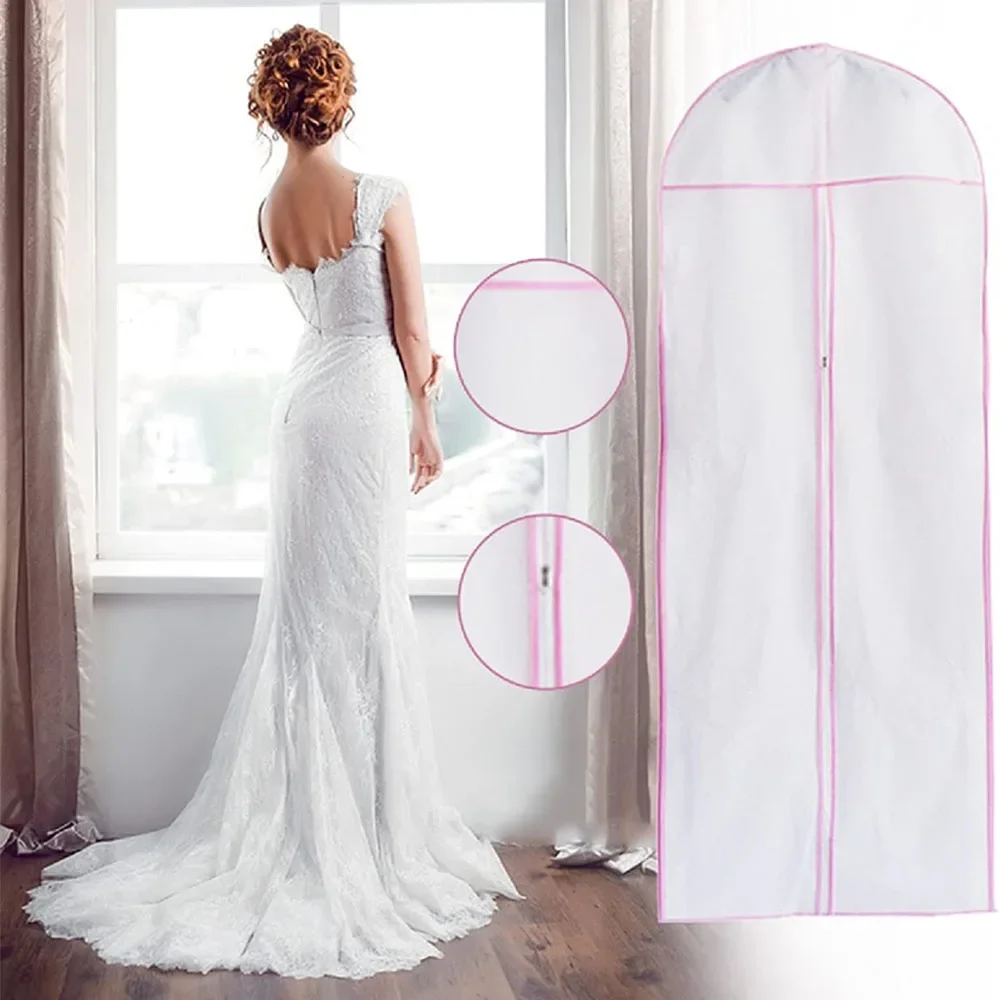 1/2/5Pcs 180cm Wedding Dress Dust Cover Hanging Bridal Garment Dress Clothes Suit Coat Home Storage Bag For Clothes