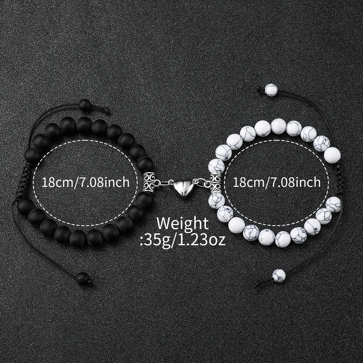 4PCS/Set Geneva Couple Watch Fashion Silicone Band Quartz Wrist Watches Magnetic Heart Beads Bracelets Set