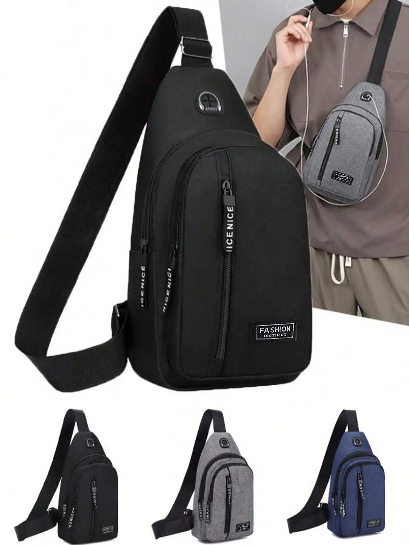 Men's Shoulder Bag, Father's Day Gift, Multi-Function Hiking Chest Bag, Lightweight Shoulder Backpack, Fun Gift Side Bag Hiking Accessory ,Fathers Day Gift ,City Bag