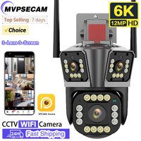 6K 12MP WiFi Camera Three Lens Three Screens Outdoor Home Security Camera Auto Tracking P2P PTZ Camera Video Surveillance 360