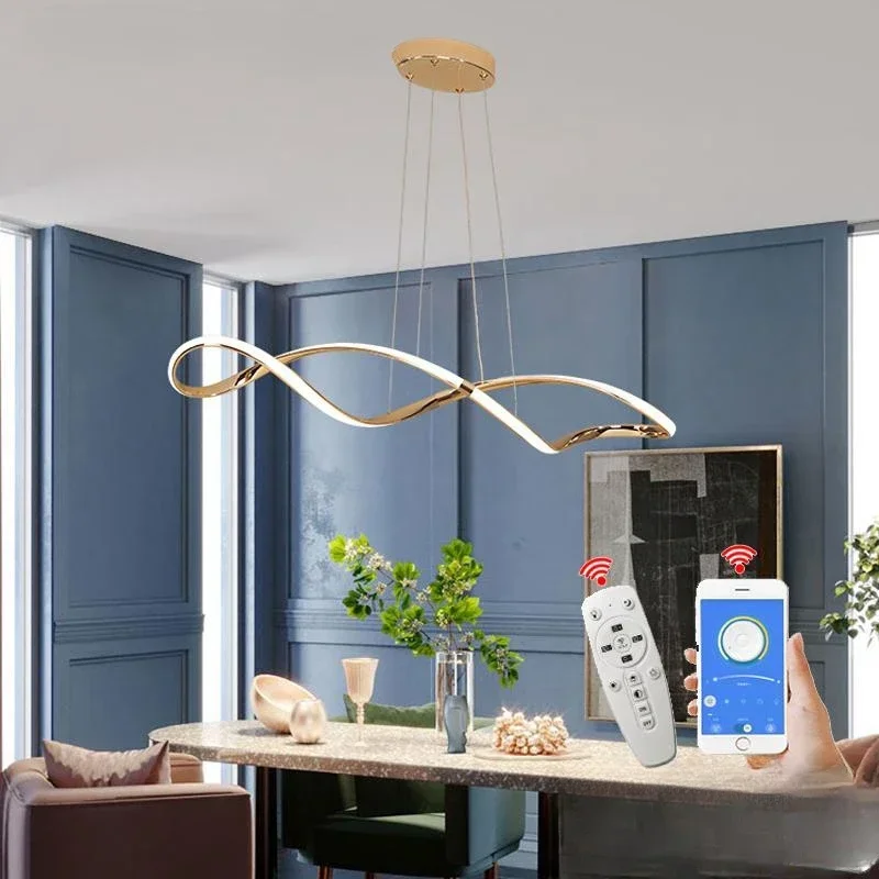 Lámpara Led de lujo para mesa de comedor, candelabro nórdico de diseño artístico para cocina y restaurante, luminaria moderna con Control remoto y Alexa