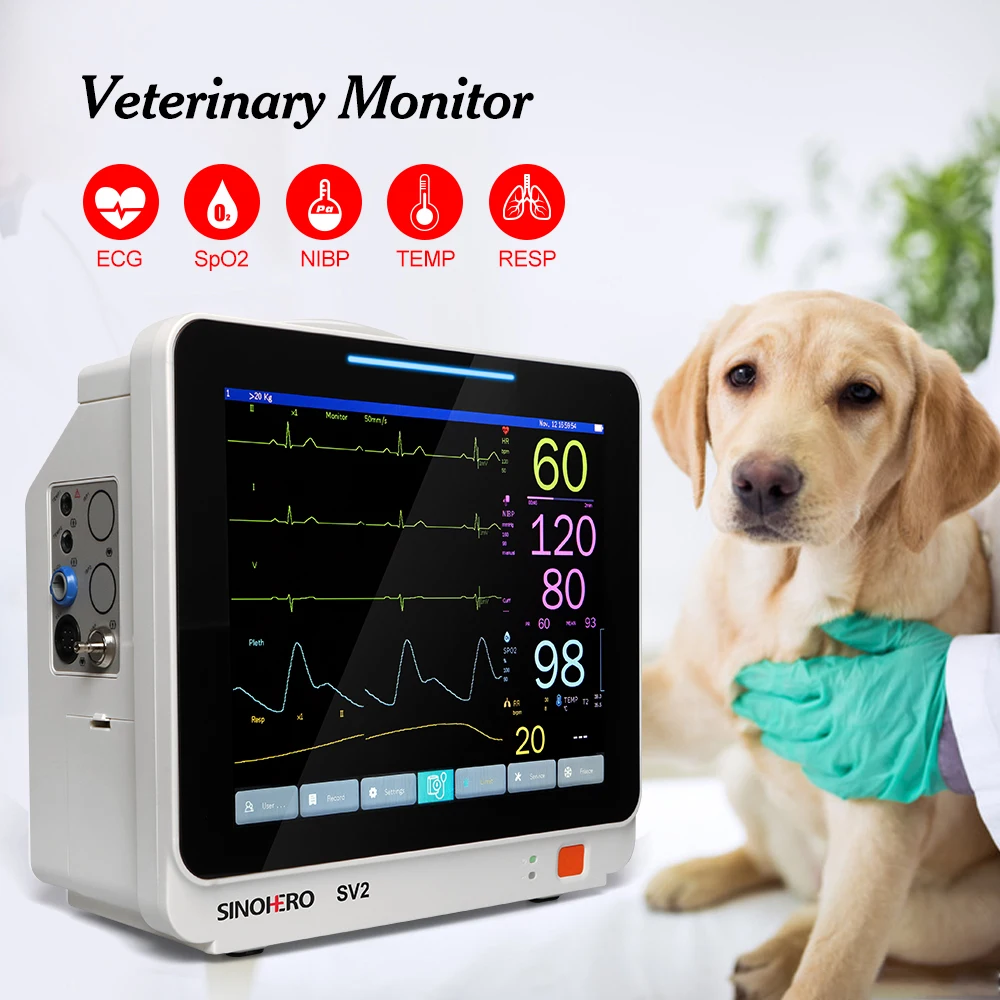 

SINOHERO SV2 ICU CCU Veterinary Monitor 5.5" Touch LCD Display ECG RESP SpO2 PR NIBP Muliti-Parameters Vital Signs Monitor